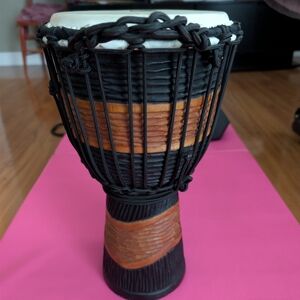 Toca Handcrafted Black and Brown Djembe Drum 8"